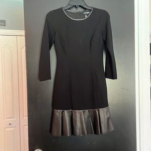Aqua black knit and leather dress xs